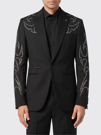 Philipp Plein Texas Wool Blend Blazer In Black