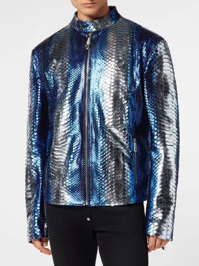 Philipp Plein Jacket Men Color Turquoise In Multi