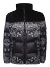Philipp Plein Nylon And Suede Down Jacket Paisley Bandana In Multi