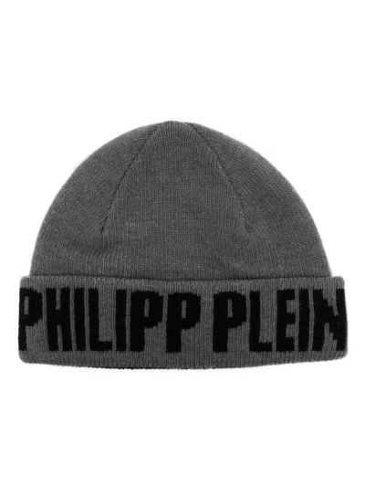 Philipp Plein Jacquard Beanie In Grey