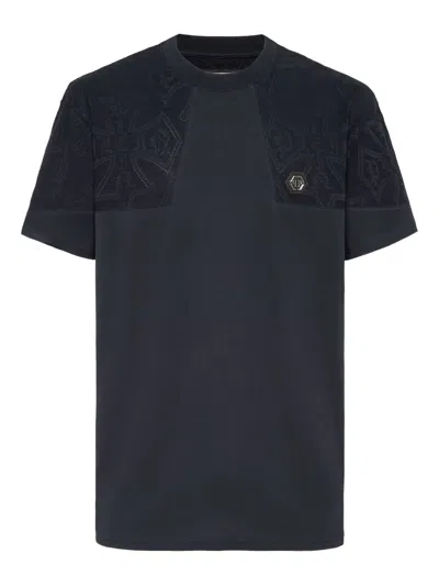 Philipp Plein Jacquard Crest T-shirt In Blue