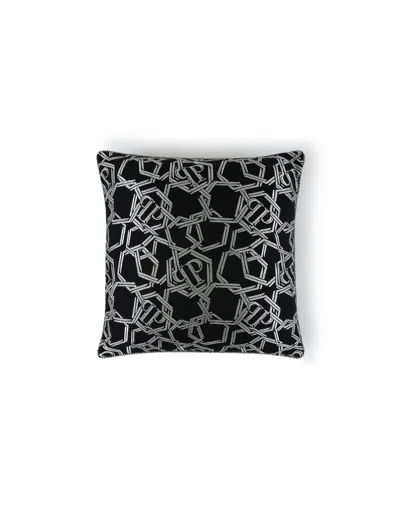 Philipp Plein Jacquard Cushion Chains 60x60 In Black