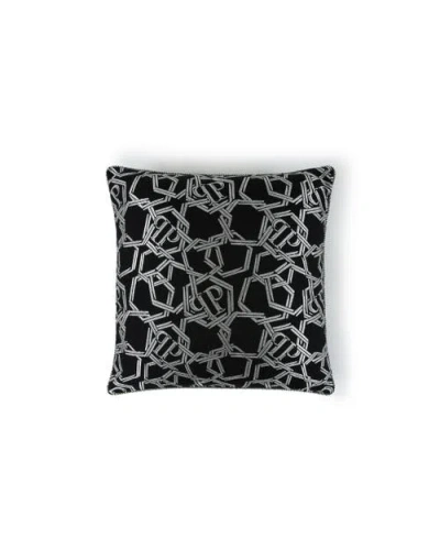 Philipp Plein Jacquard Cushion Chains 60x60 Unisex In Black/silver