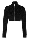 Philipp Plein Cropped Tracksuit Jacket Jacquard Monogram In Black
