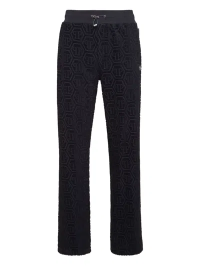 Philipp Plein Jacquard-monogram Track Pants In Black