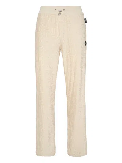 Philipp Plein Jacquard Straight-leg Trousers In Neutral
