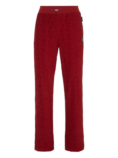Philipp Plein Jacquard Track Pants In Red