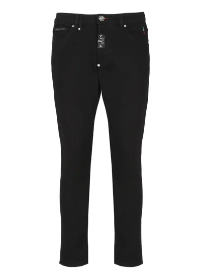 Philipp Plein Logo Embroidery Skinny Jeans In Black
