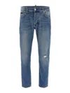 Philipp Plein Distressed Denim Trousers With Pockets And Loops In Blue