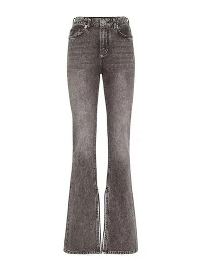 Philipp Plein Flared High-waisted Jeans With Split Hem Design In Brown