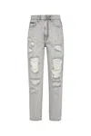 Philipp Plein Distressed High-waisted Denim Jeans With Stretch And Ripped Details In Denim