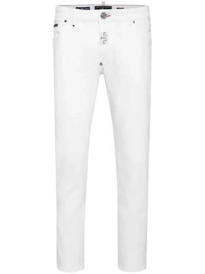 Philipp Plein Logo-appliqué Skinny Jeans In ホワイト