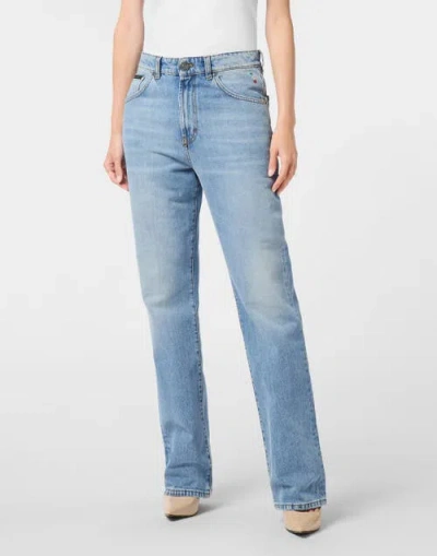 Philipp Plein Jeans Straight Cut Women In Blue