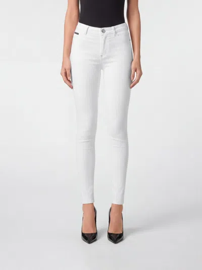 Philipp Plein Skinny Fit Denim Jeans In White