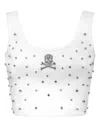 Philipp Plein Jersey Rib Cropped Top Stones