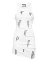 Philipp Plein Jersey Rib Short Dress Fringe