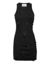 Philipp Plein Jersey Rib Short Dress Fringe In Black