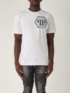 Philipp Plein Short Sleeve T-shirt With Printed Logo In Bianco