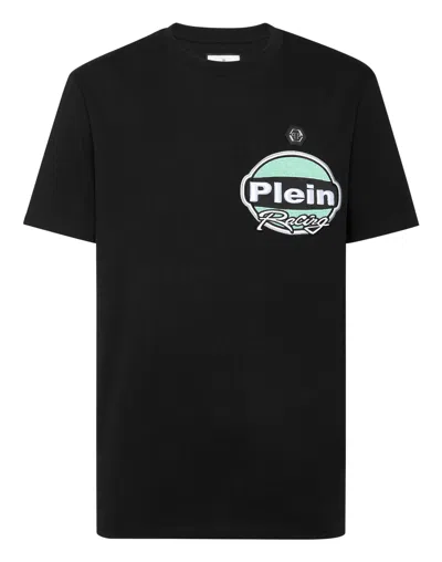 Philipp Plein Jersey T-shirt Round Neck Ss Cars Racing In Black