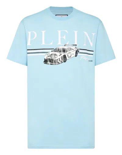 Philipp Plein Jersey T-shirt Round Neck Ss Cars Racing In Blue