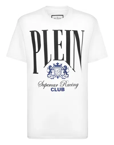 Philipp Plein Jersey T-shirt Round Neck Ss Cars Racing In White