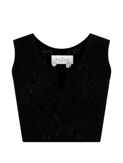 Philipp Plein Jewel-detail Monogram Tank Top In Black