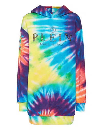 PHILIPP PLEIN JOGGING HOODIE DAY DRESS TIE DYE