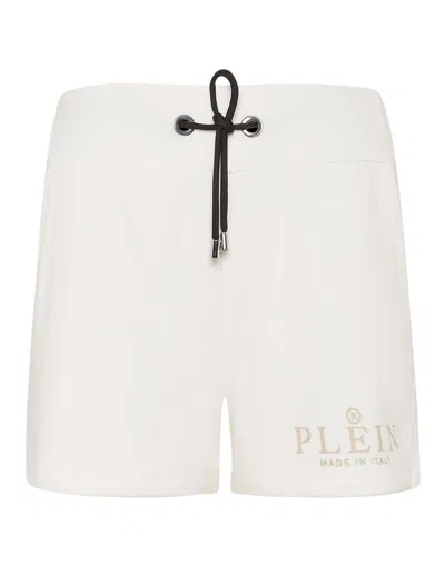 Philipp Plein Jogging Shorts Iconic Plein In White