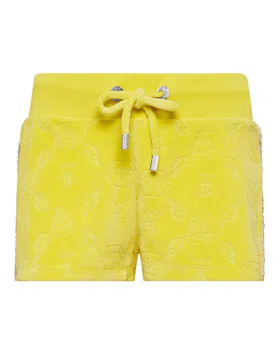 Philipp Plein Jogging Shorts Monogram In Yellow