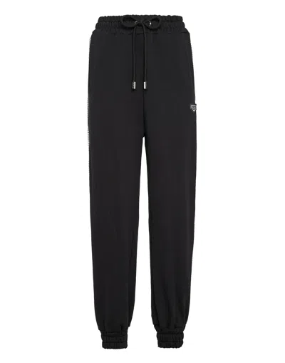 Philipp Plein Jogging Trousers Crystal Cable In Black