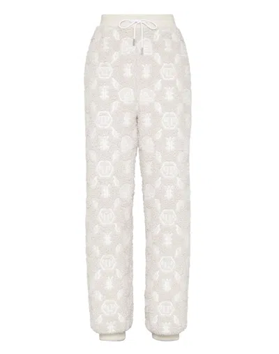 Philipp Plein Jogging Trousers Embroidery Monogram In White