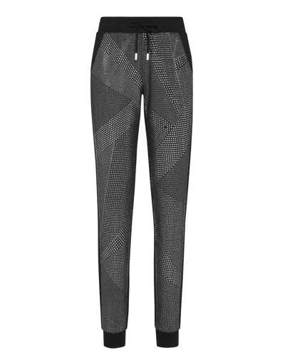 Philipp Plein Jogging Trousers Full Crystal In Black