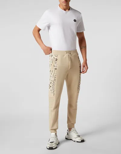 Philipp Plein Jogging Trousers Paisley Bandana In Beige