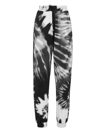 Philipp Plein Jogging Trousers Tie Dye Crystal Chain In Grey