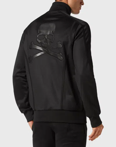 Philipp Plein Jogging Zipped Jacket Skull & Bones In Black