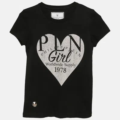 Pre-owned Philipp Plein Junior Black Crystal Jersey T-shirt 8-9 Yrs