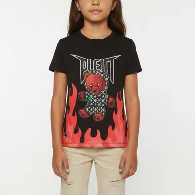 Pre-owned Philipp Plein Junior Black Printed Jersey Short Sleeve Top 12yrs