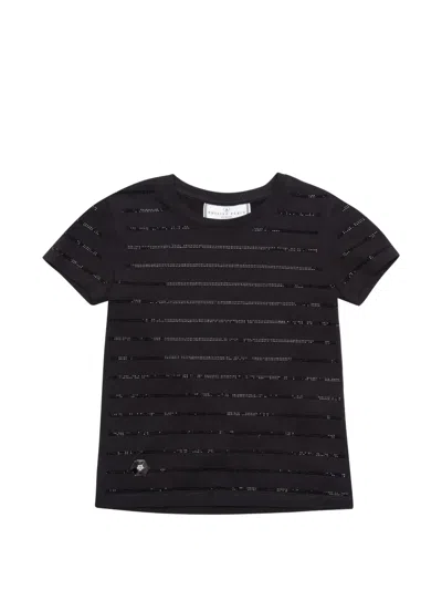 Philipp Plein Junior Kids' Crew-neck Striped T-shirt In Black