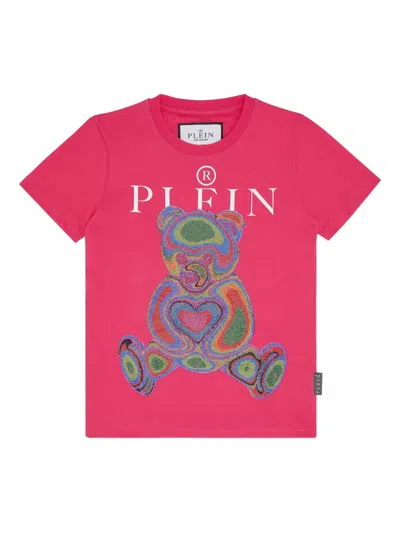 Philipp Plein Junior Kids' Crystal-embellished Cotton T-shirt In Pink