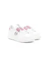 Philipp Plein Junior Crystal-embellished Leather Sneakers In 白色