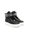 Philipp Plein Junior Crystal-embellished Leather Sneakers In Black