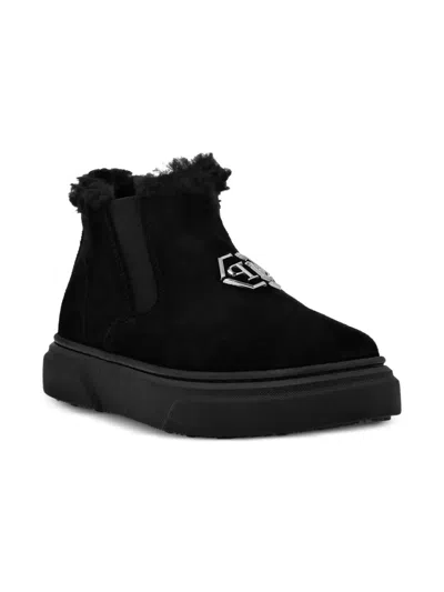 Philipp Plein Junior Elastic Suede Boots In Black