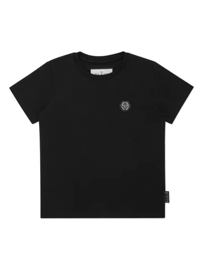 Philipp Plein Junior Kids' Gothic Plein T-shirt In Black