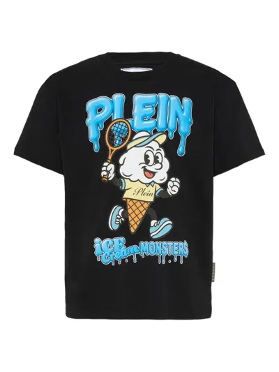 Philipp Plein Junior Kids' Graphic Short-sleeves T-shirt In Blue