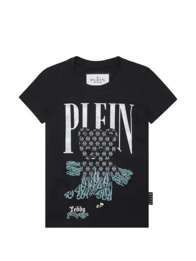Philipp Plein Junior Kids' Graphic-print Round-neck T-shirt In Black