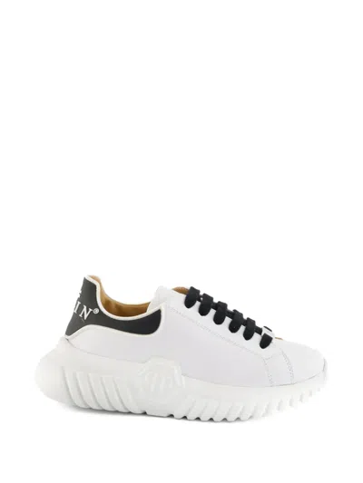Philipp Plein Junior Kids' Hexagon Platform Sneakers In White