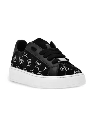 Philipp Plein Junior Hexagon Skull Sneakers In Black