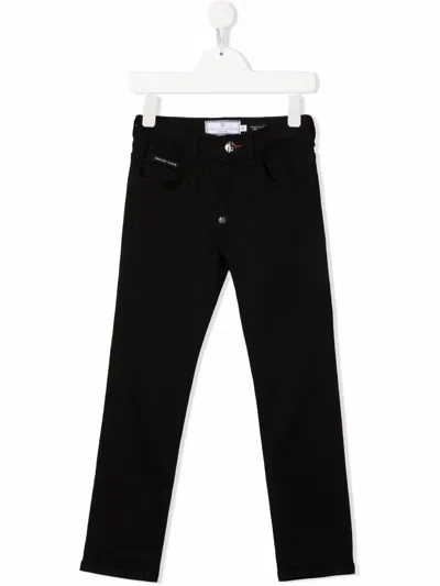 Philipp Plein Junior Kids' Iconic Plein Regular-fit Jeans In Black