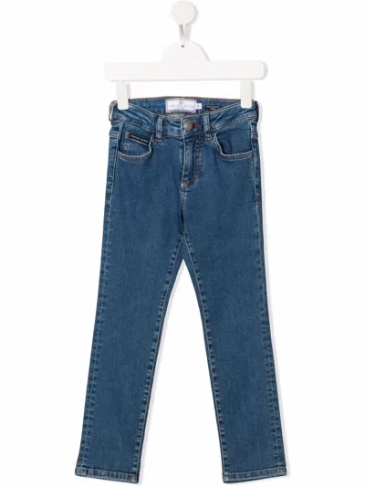 Philipp Plein Junior Kids' Iconic Plein Regular-fit Jeans In Blue