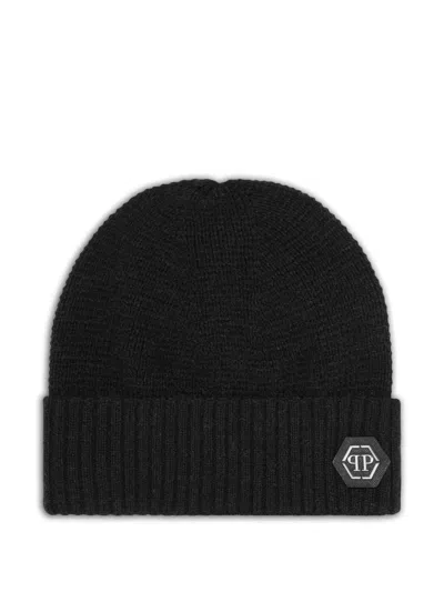 Philipp Plein Junior Kids' Logo Beanie Hat In Black